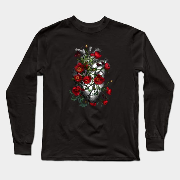 Anemones Heart Human Anatomy Long Sleeve T-Shirt by Collagedream